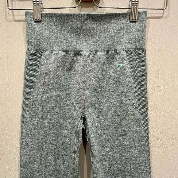 Gymshark High-Waisted Green Marled Crop Leggings - Size: Small - Picture 5 of 6